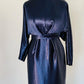 Robe demoiselle d’honneur manches longues - Robe Modest wear - En Satin bleu marine - Kaysol Couture