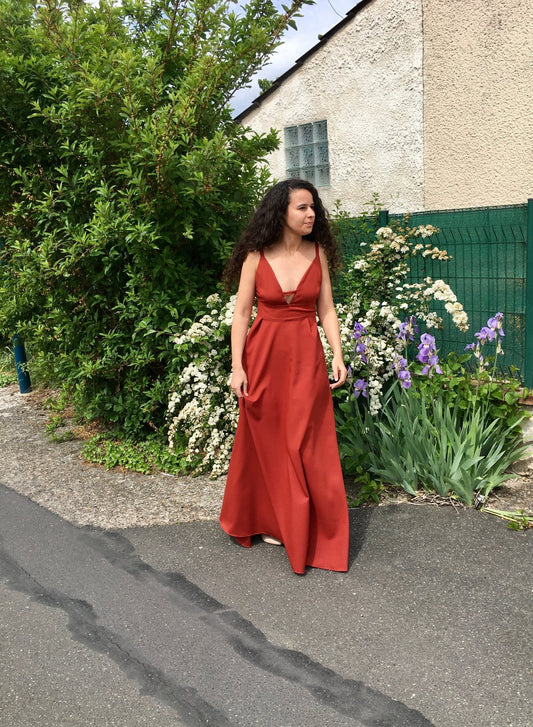 Robe demoiselle d’honneur Terracota - Farah - Rouille - Kaysol Couture