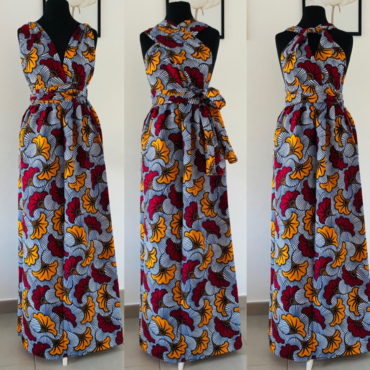 Robe infinity en Wax - Fleurs de mariage - Robe maxi en wax – Kaysol ...