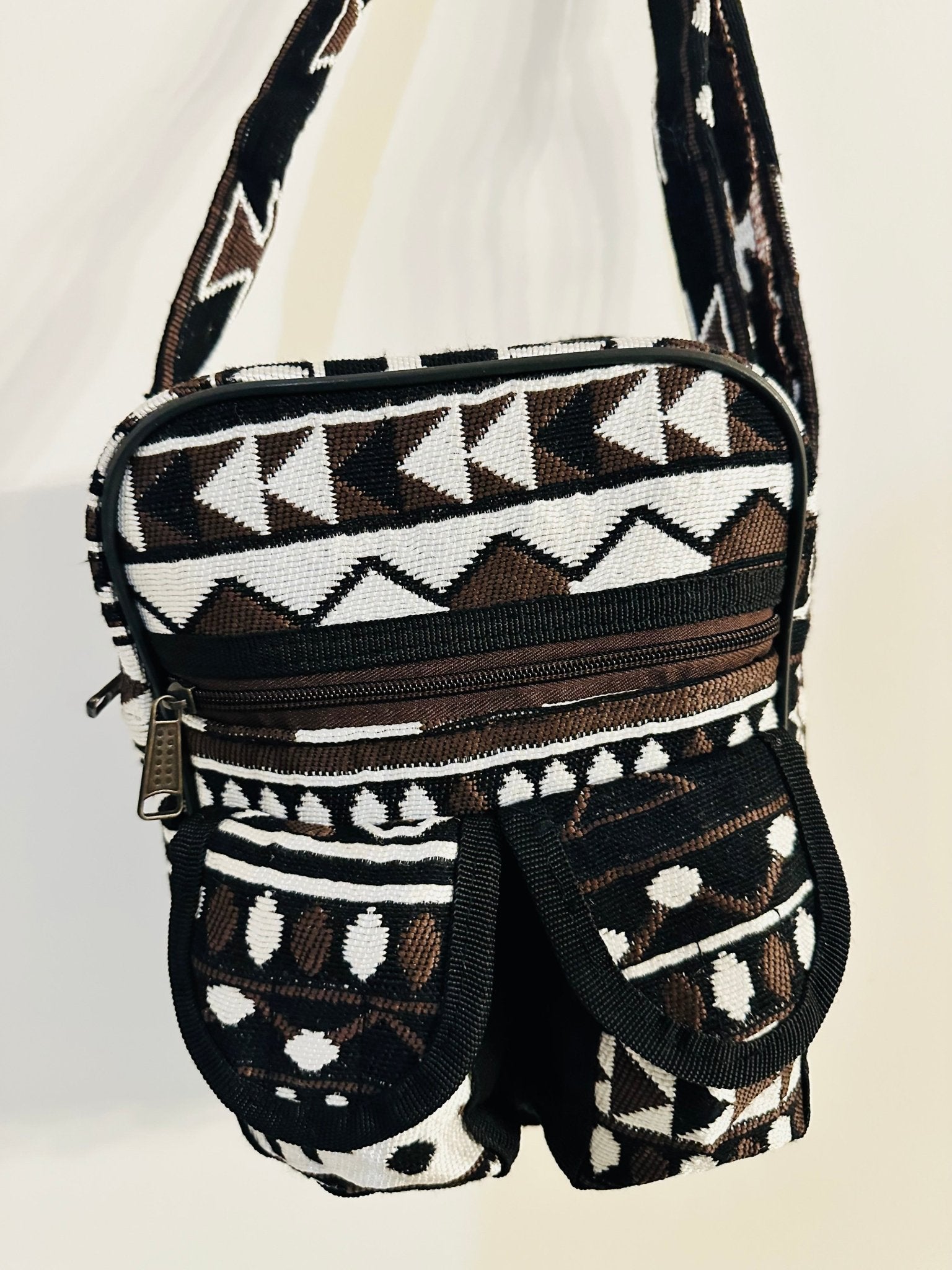 Sac Bandoulière tissu africain tissé type Bogolan - Kaysol Couture