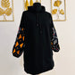 Sweat long Wax noir - Pull long en wax original / sweat tissu africain - Kaysol Couture