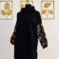Sweat long Wax noir - Pull long en wax original / sweat tissu africain - Kaysol Couture