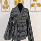 Veste Kimono en Wax _ Bogolan noir et blanc - Avec Ceinture - Kaysol Couture